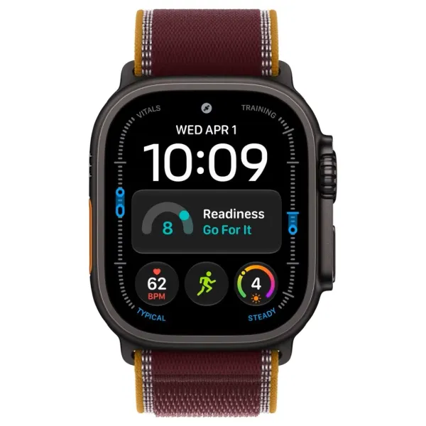 Apple Watch Series Ultra 4 49mm Black Titanium Case with Burgundy Trail Loop S/M