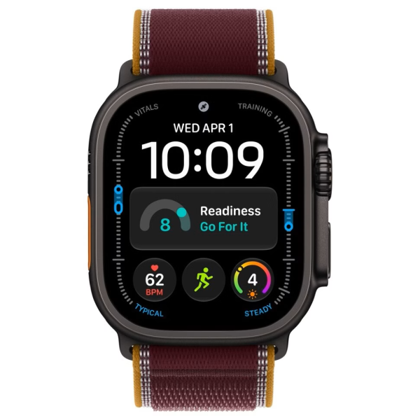Apple Watch Series Ultra 4 49mm Black Titanium Case with Burgundy Trail Loop S/M